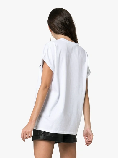 Shop Balmain Logo Print Cotton Jersey T-shirt In Gab White