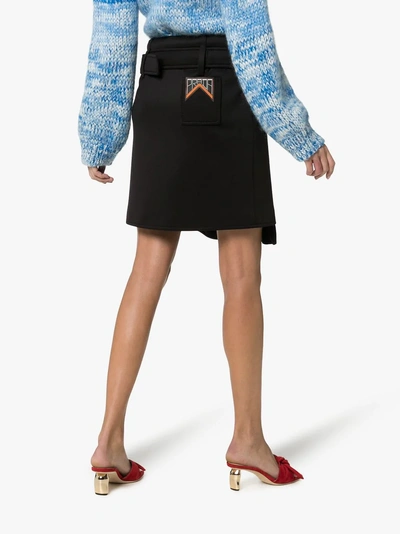 Shop Prada Belted Ruffle Mini Skirt In F0806 Black
