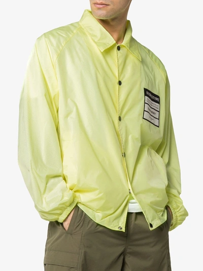 Shop Maison Margiela Label Embellished Collared Jacket In 913 Yellow Fluo