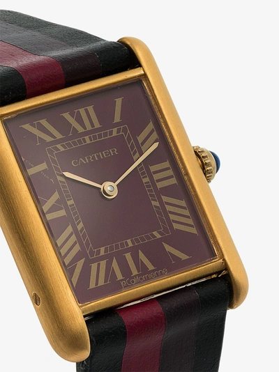 Shop La Californienne Reworked Vintage Cartier Tank Watch In Black