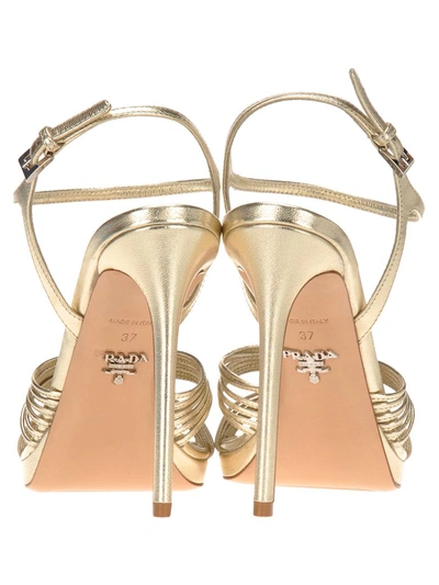 Shop Prada Metallic-toned Stiletto Sandals In Pyrite Gold