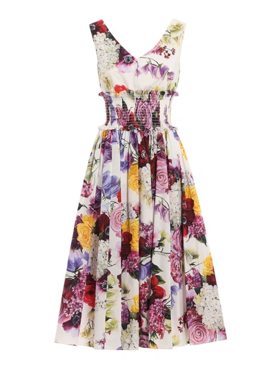 Shop Dolce & Gabbana Floral Print Dress In Ortensie/fiori F.nat