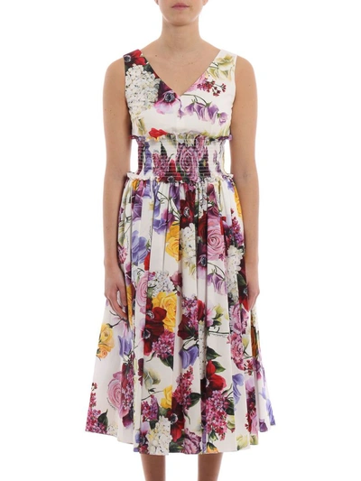 Shop Dolce & Gabbana Floral Print Dress In Ortensie/fiori F.nat