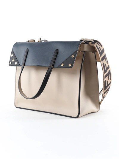 Shop Fendi Regular Fend Flip Tote In 5wnuvola+notte