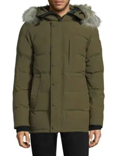 Shop Canada Goose Men's Fusion-fit Carson Fur-trim Parka In Military Green