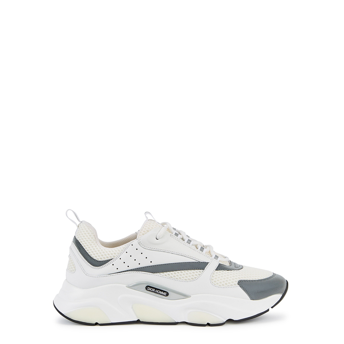 Dior B22 Leather And Mesh Trainers In White | ModeSens
