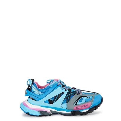 Balenciaga Blue And Pink Track Caged Multi-texture Sneakers
