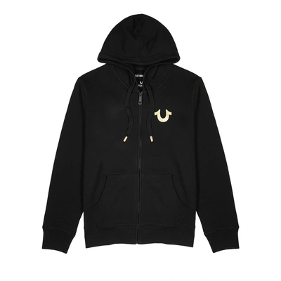 Shop True Religion Black Hooded Cotton-blend Sweatshirt