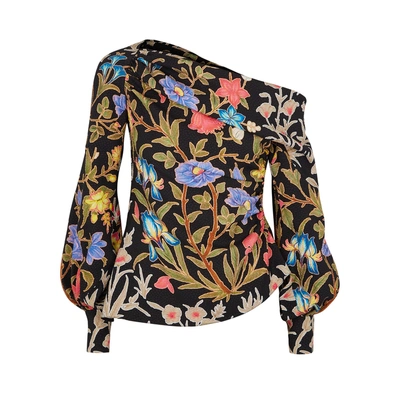 Shop Peter Pilotto Floral-print Textured Top In Black