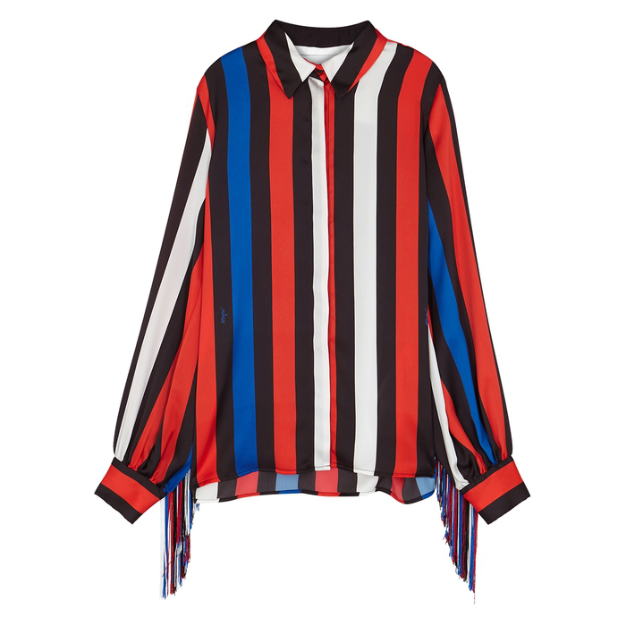 MSGM Kids illustration-style striped shirt - Blue