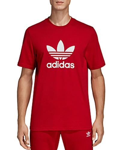 Shop Adidas Originals Trefoil Logo Short Sleeve Tee In Red