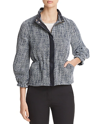 Shop Donna Karan Textured Zip Jacket In Indigo