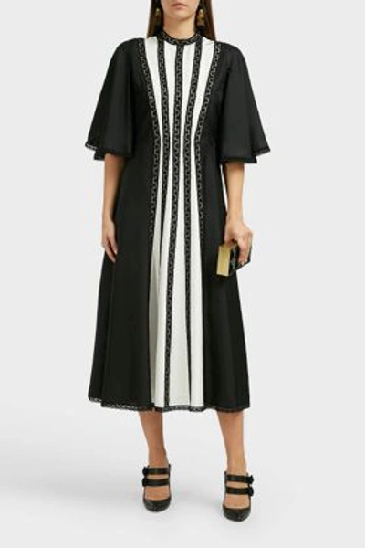 Shop Andrew Gn Bell Sleeve Silk Midi Dress In Multi