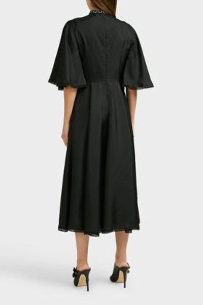 Shop Andrew Gn Bell Sleeve Silk Midi Dress In Multi