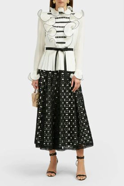 Shop Andrew Gn Ruffle Peasant Blouse In White