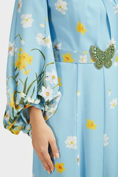 Shop Andrew Gn Butterfly-detail Floral Silk Gown