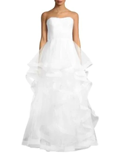 Shop Basix Black Label Women's Strapless Beaded Gown In White