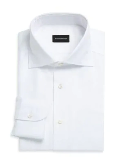 Shop Ermenegildo Zegna Textured Solid Dress Shirt In White