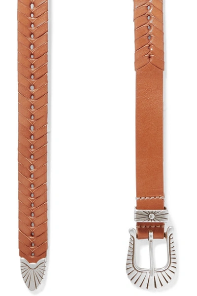 Shop Isabel Marant Jigoo Embellished Braided Leather Belt In Tan