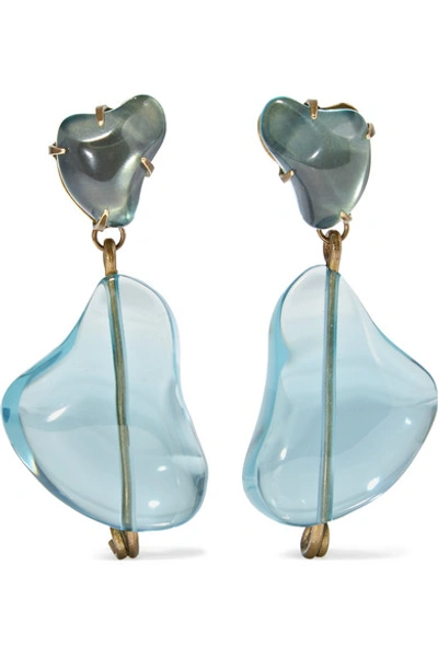 Shop Marni Resin Clip Earrings In Blue