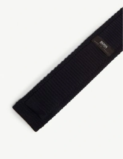 Shop Hugo Boss Knitted Cotton Tie In Open Blue