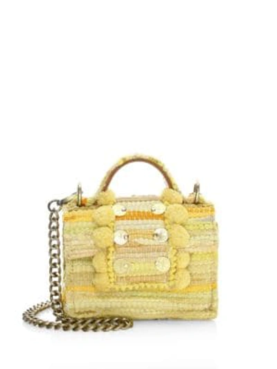 Shop Kooreloo Small Lollipops Embellished Basket-weave Crossbody Bag In Yellow