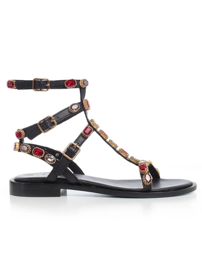 Shop Ash Embellished Crystal Sandals In Black