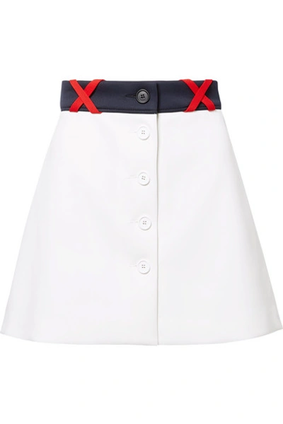 Shop Miu Miu Ponte Mini Skirt In White