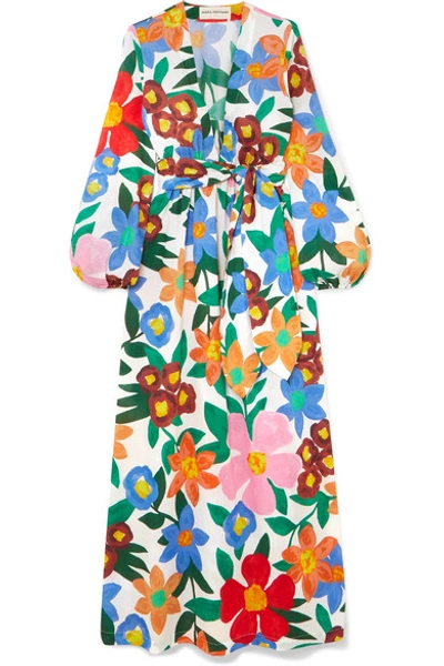 Shop Mara Hoffman Luna Floral-print Organic Cotton Maxi Dress In Blue