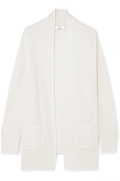 Shop Allude Ribbed Cashmere Cardigan In Cream