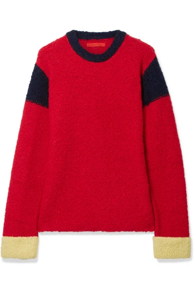 Shop Eckhaus Latta Kermit Color-block Knitted Sweater In Red