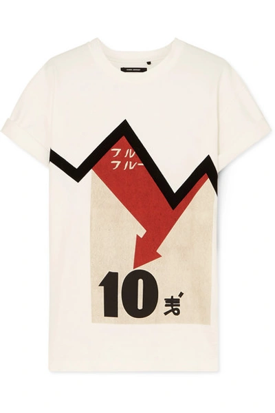 Shop Isabel Marant Yates Oversized Flocked Printed Cotton-jersey T-shirt In White