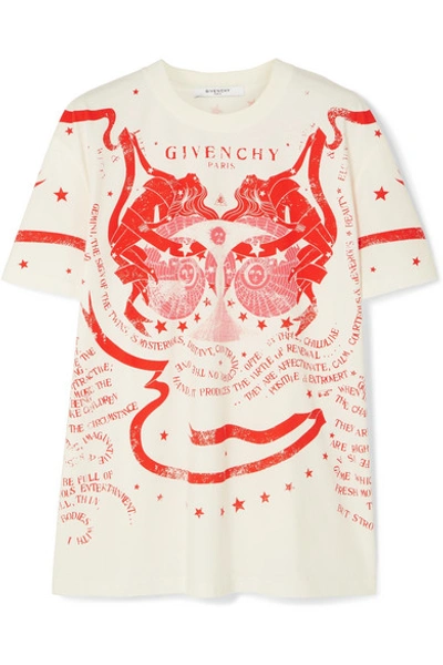 Shop Givenchy Gemini Printed Cotton-jersey T-shirt In Red