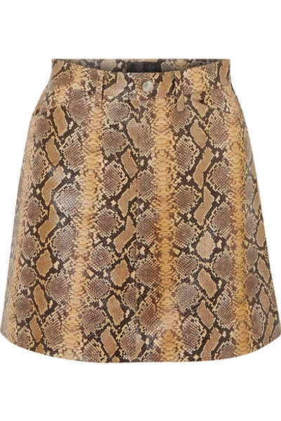Shop Sprwmn Snake-effect Leather Mini Skirt In Snake Print