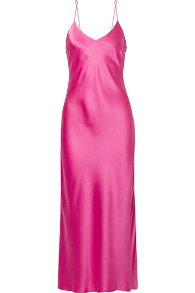 Shop Anine Bing Rosemary Silk-satin Midi Dress In Pink