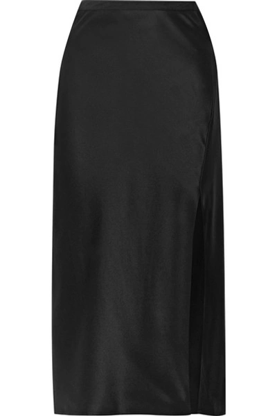 Shop Anine Bing Dolly Silk-satin Midi Skirt In Black