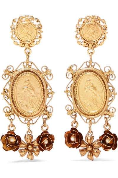 Shop Dolce & Gabbana Gold-tone Faux Pearl Clip Earrings