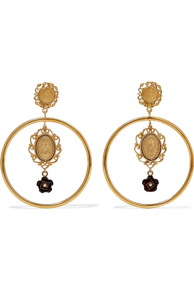 Shop Dolce & Gabbana Gold-tone Faux Pearl Clip Earrings