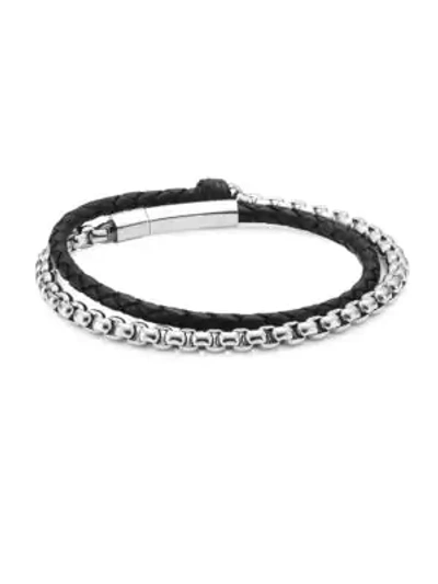 Shop Jonas Studio Men's Village Chain Double Wrap Bracelet In Black
