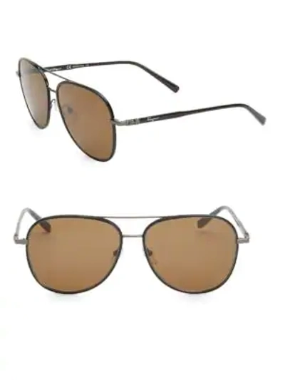 Shop Ferragamo Classic 60mm Aviator Sunglasses In Black