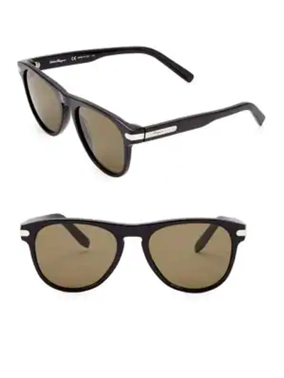 Shop Ferragamo Classic 55mm Round Sunglasses In Black
