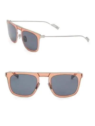 Shop Ferragamo Classic 51mm Elegant Stainless Steel Square Sunglasses In Blue Orange