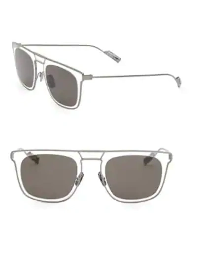 Shop Ferragamo Classic 51mm Elegant Stainless Steel Square Sunglasses In Grey Crystal