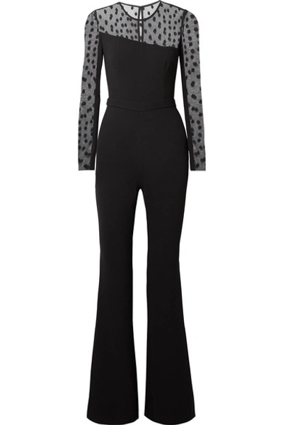 Shop Rachel Zoe Amber Crepe And Swiss-dot Tulle Jumpsuit In Black