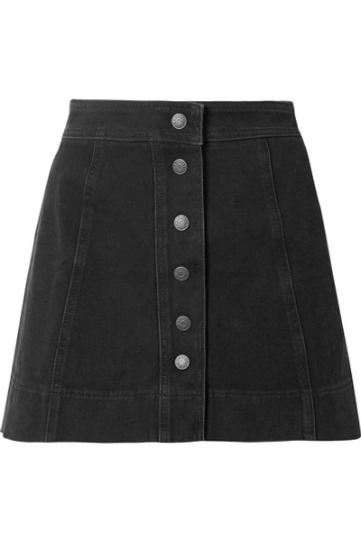 Shop Madewell Metropolis Stretch-denim Mini Skirt In Black