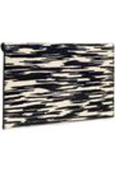 Shop Tory Burch Printed Patent-leather Clutch In Midnight Blue