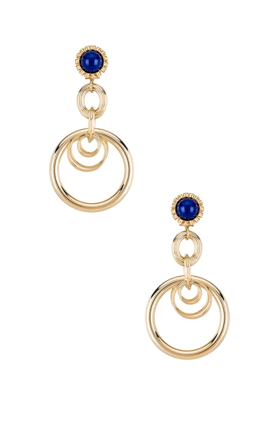 Shop Anton Heunis Large Ring Earrings In Metallic Gold. In Blue & Strass