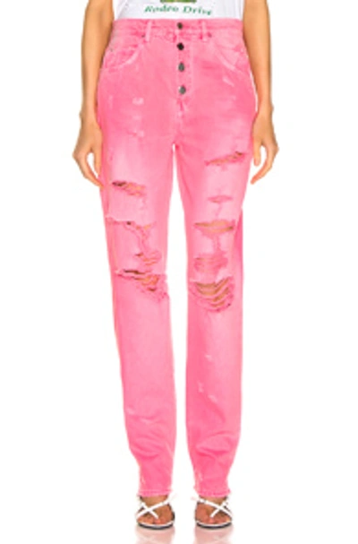 Shop Amiri Slouch Destroyed In Pink In Neon Pink