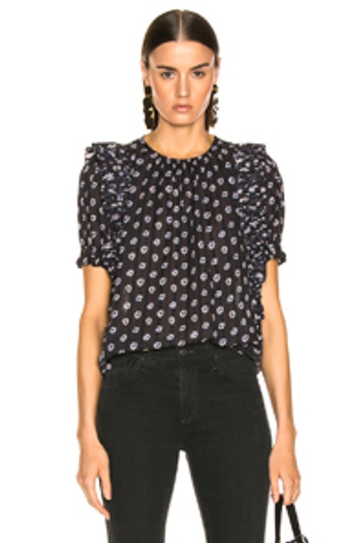 Shop Ulla Johnson Gaia Top In Black,floral. In Midnight