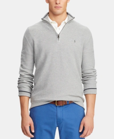 Shop Polo Ralph Lauren Men's Big & Tall Cotton Quarter-zip Sweater In Grey